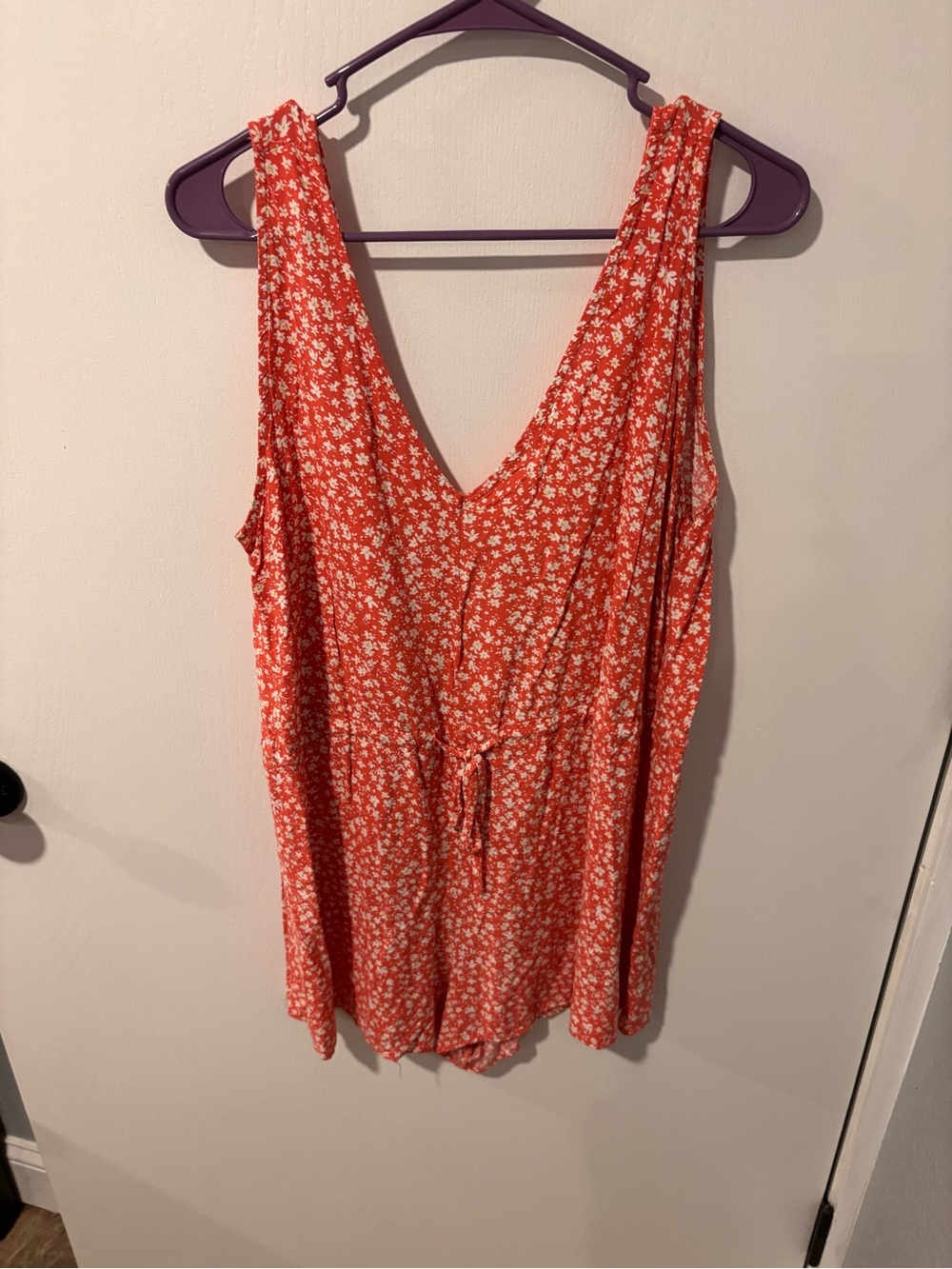 Madden Girl Coral Floral Tie-Front Romper XXL